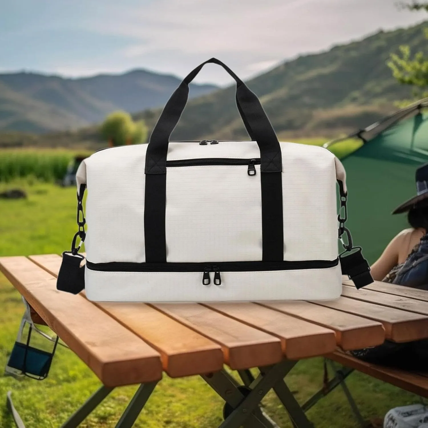 Travel Bag for Airlines And Gym Use Compact Duffel for Weekend Adventures, White