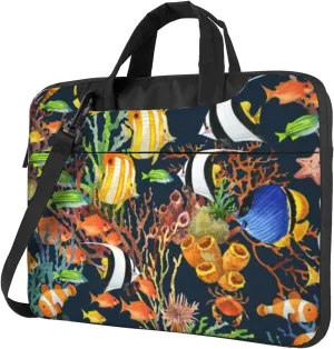 Tropical Marine Fish Portable 13-15.6 Inch Laptop Bag For Man And Women, Computer Messenger Bag, Trendy Shoulder Strap Design