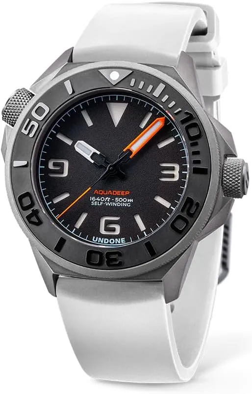 UNDONE Aquadeep Automatic Dive Watch for Men 43mm 500M Water Resistance Wristwatch Diver for Men with Rubber Strap
