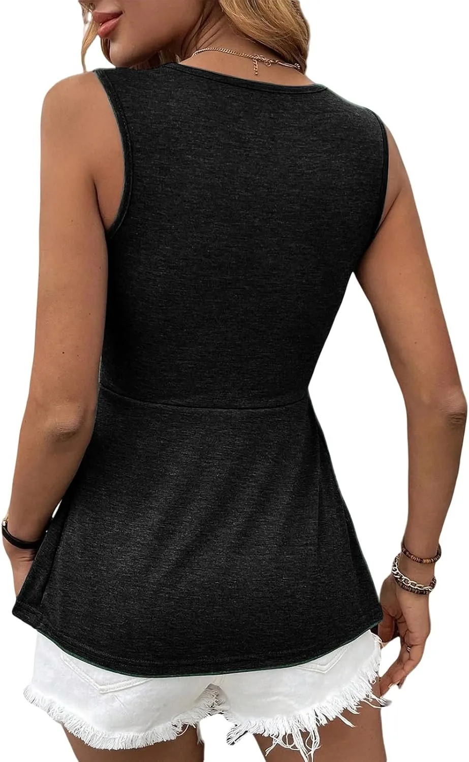 V Neck Tank Top for Women Twist Front Sleeveless Summer Tops Loose Casual Tee Going Out Blouse Fashion Clothing Outfits