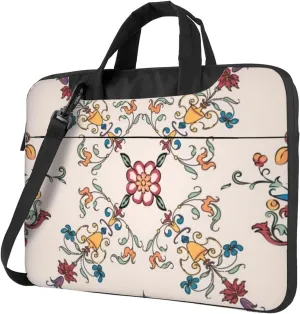 Vintage Flourish Pattern Waterproof 13-15.6 Inch Laptop Bag For Man And Women, Computer Messenger Bag, Trendy Shoulder Strap Design