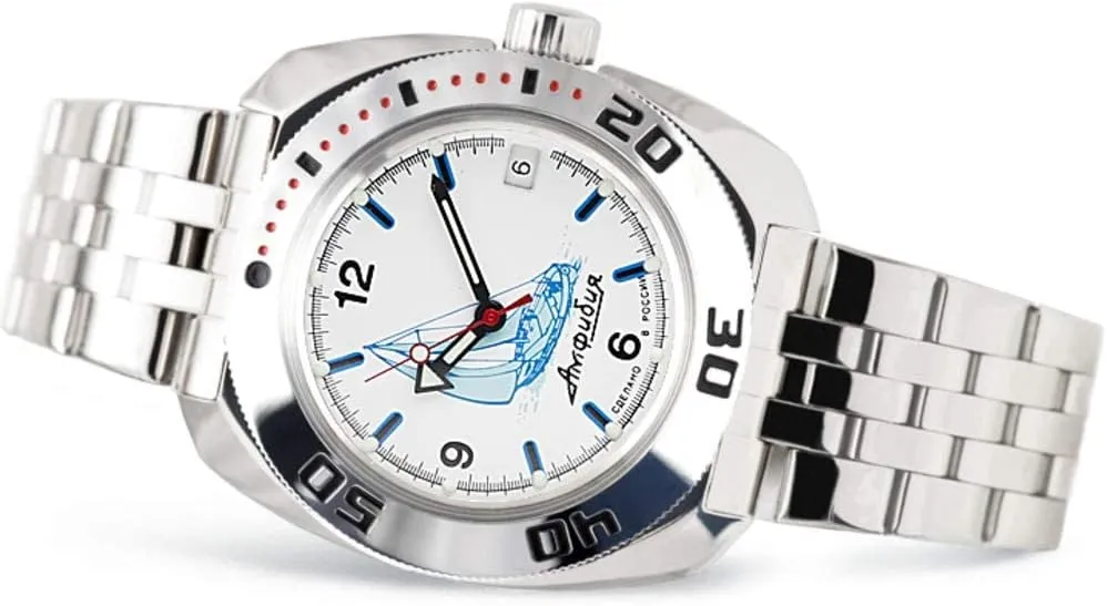 Vostok | Sea Captain Amphibian Automatic Self-Winding Russian Diver Wrist Watch | WR 200 m | Amphibia 710615 | Fashion | Business | Casual Men's Watches