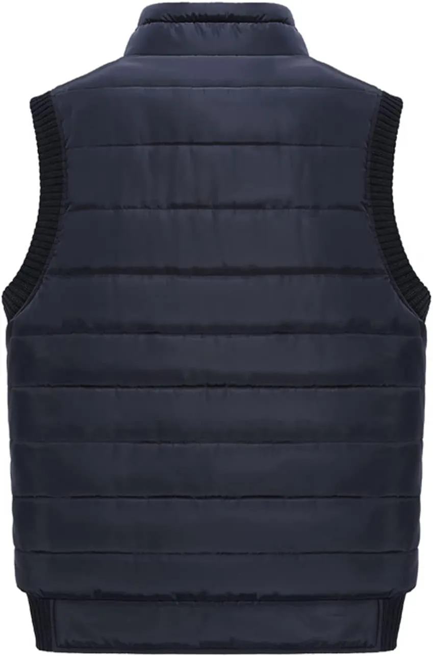 VtuAOL Men's Outerwear Vest for Men Winter Puffer Vests Fleece Lined Outdoor Warm Sleeveless Jackets