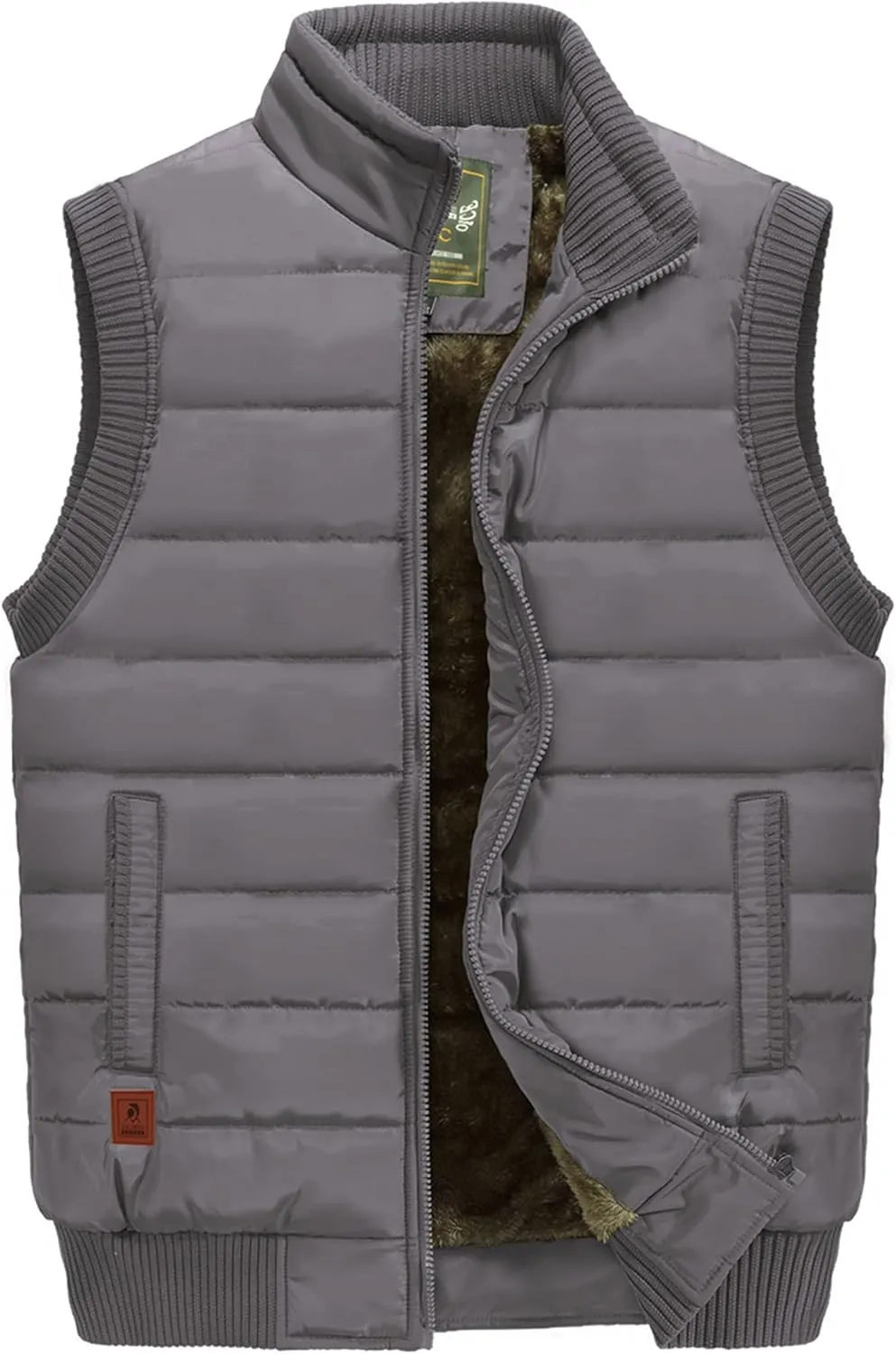 VtuAOL Men's Outerwear Vest for Men Winter Puffer Vests Fleece Lined Outdoor Warm Sleeveless Jackets