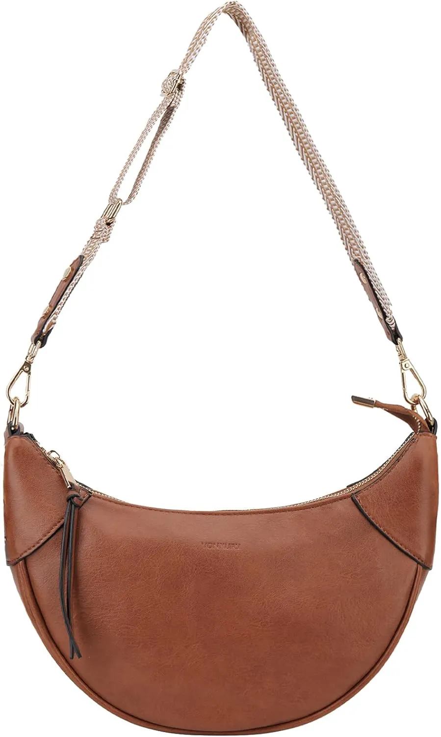 VX VONXURY Shoulder Bag for Women, Small Faux Leather Crescent Crossbody Purse with Zipper Closure, Fashion Underarm Handbag