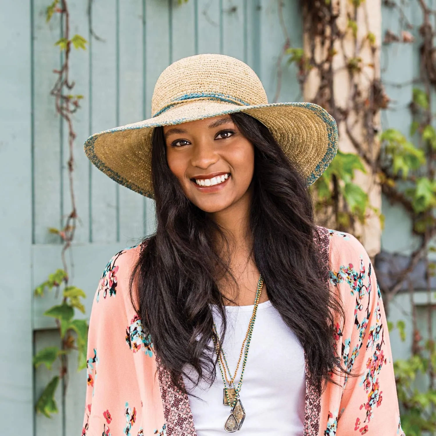 Wallaroo Hat Company  Womens Camille Sun Hat  Wide Brim Natural Fiber and Adjustable Sizing for Medium Crown Sizes