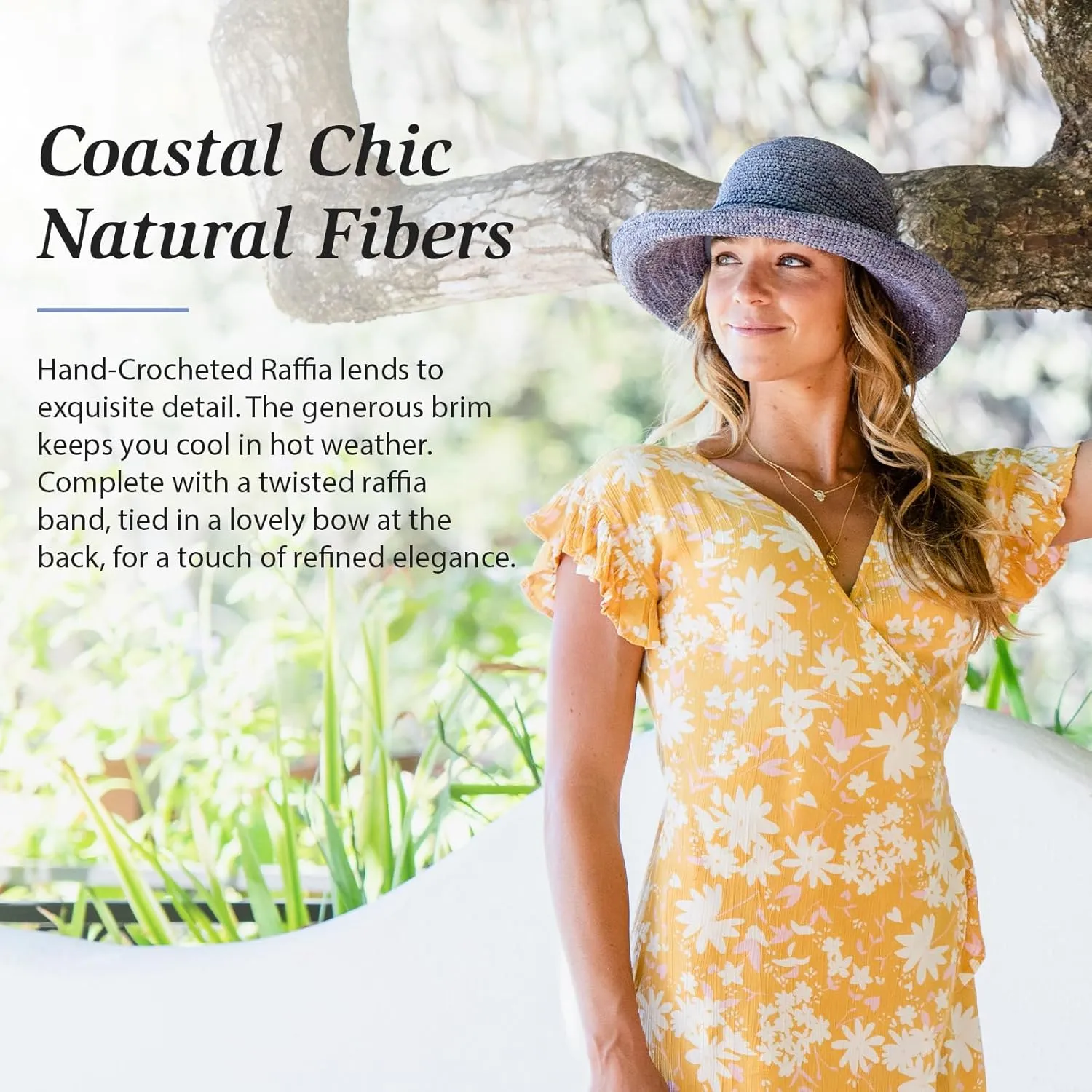 Wallaroo Hat Company  Womens Catalina Sun Hat  Wide Brim Natural Fiber and Adjustable Sizing for Medium Crown Sizes