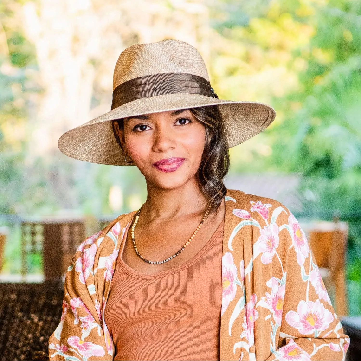 Wallaroo Hat Company  Womens Charlotte Fedora  UPF 50 , Wide Brim Natural Fiber, Adjustable Sizing for Medium Crown Sizes