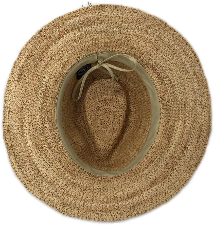Wallaroo Hat Company  Womens Malibu Fedora  Wide Brim Natural Fiber Sun Hat with Adjustable Sizing for Medium Crown Sizes