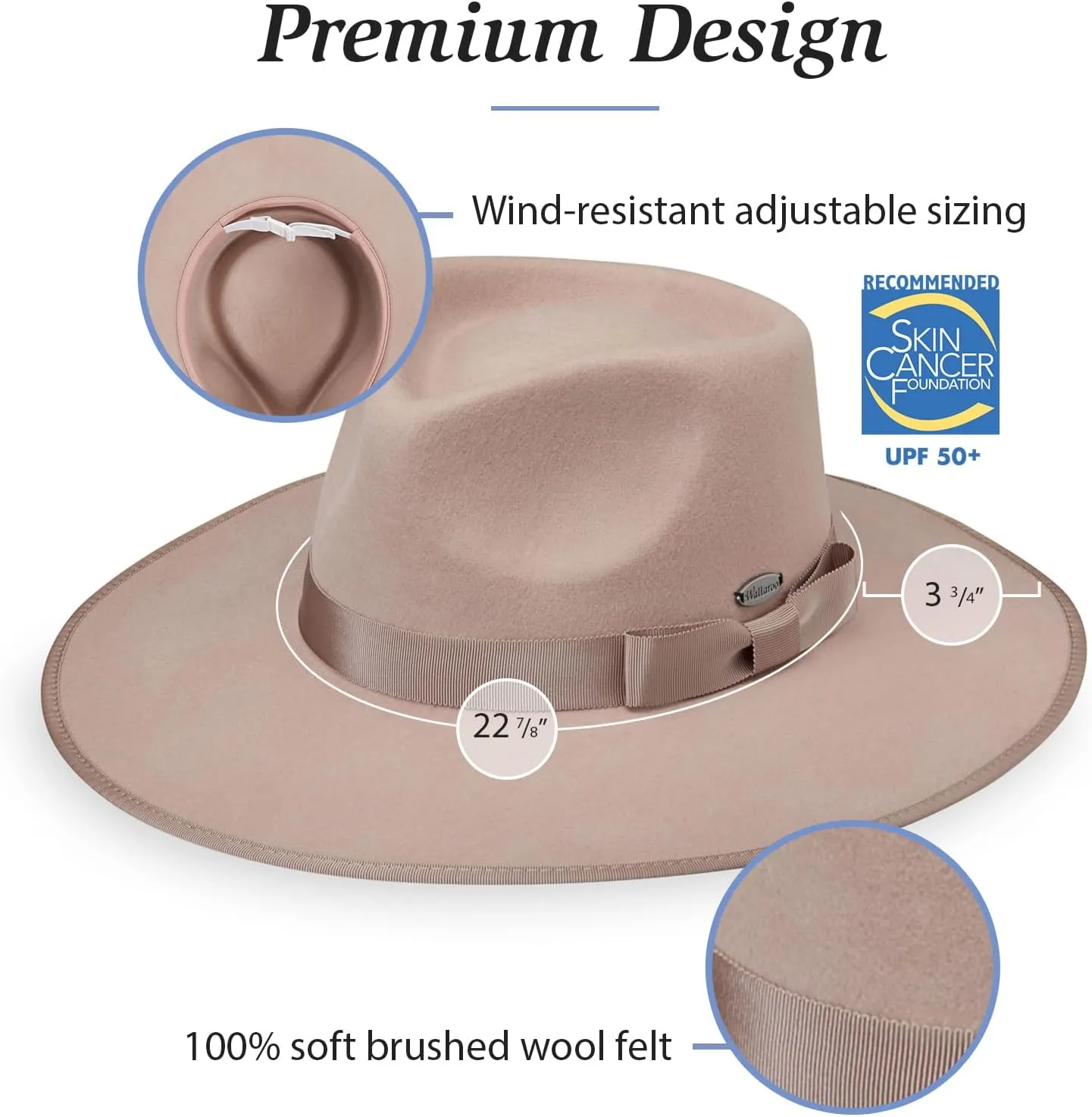 Wallaroo Hat Company  Womens Sloan Fedora  UPF 50  Sun Protection, Wide Brim and Adjustable Sizing for Medium Crown Sizes