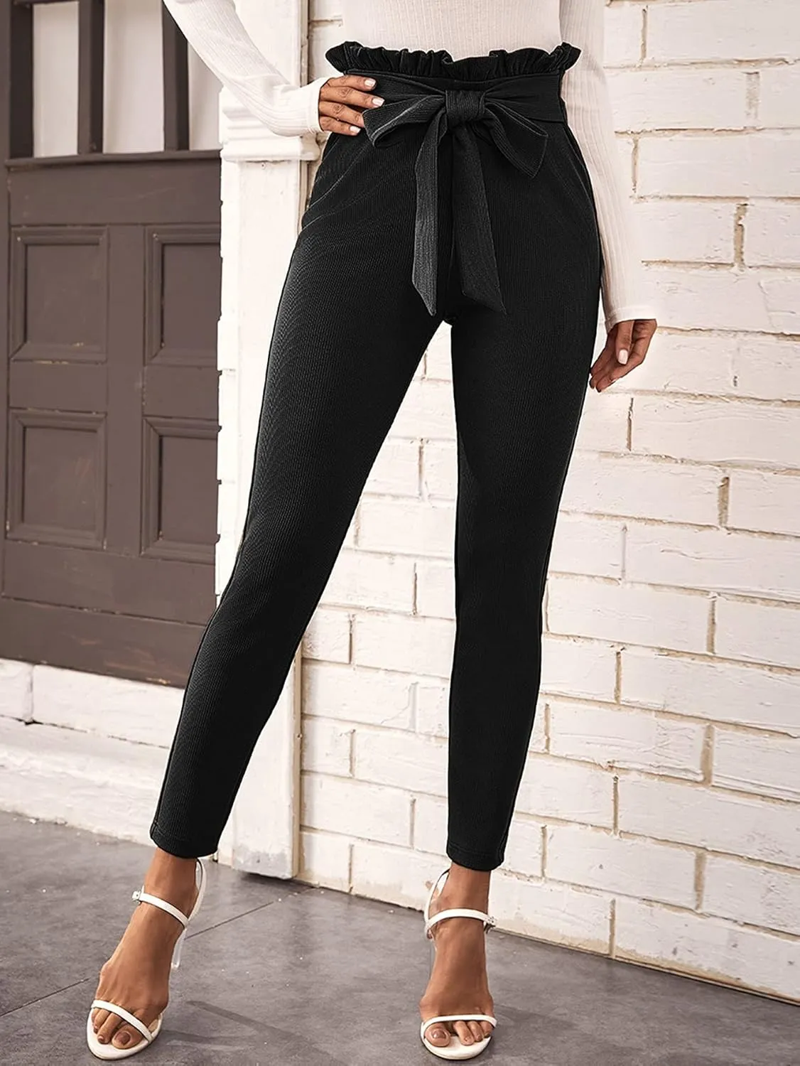 WDIRARA Women's Stretchy Plaid Print Pants Soft Skinny Regular Fashion Leggings