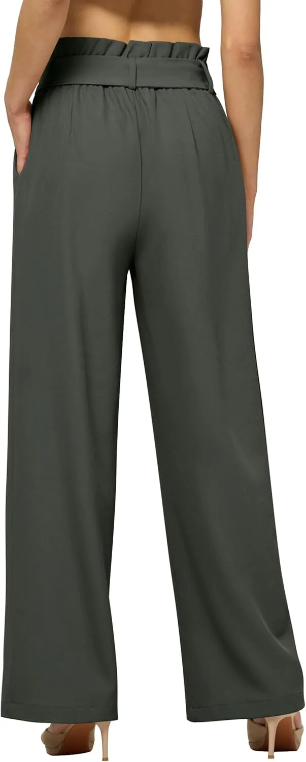 Willit Women's Wide Leg Pants Belted High Waisted Work Dress Pants Casual Palazzo Long Trousers 28"/30"/32"