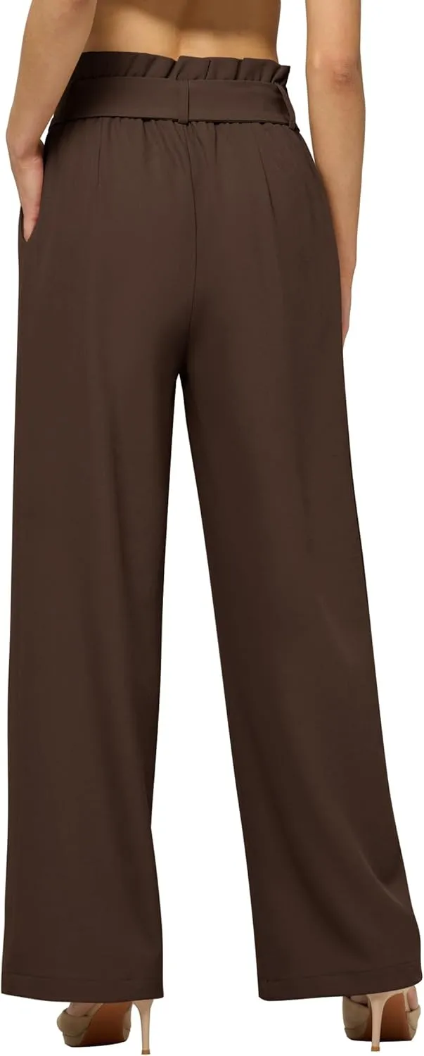 Willit Women's Wide Leg Pants Belted High Waisted Work Dress Pants Casual Palazzo Long Trousers 28"/30"/32"