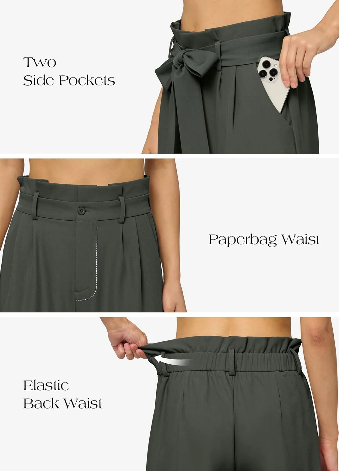 Willit Women's Wide Leg Pants Belted High Waisted Work Dress Pants Casual Palazzo Long Trousers 28"/30"/32"