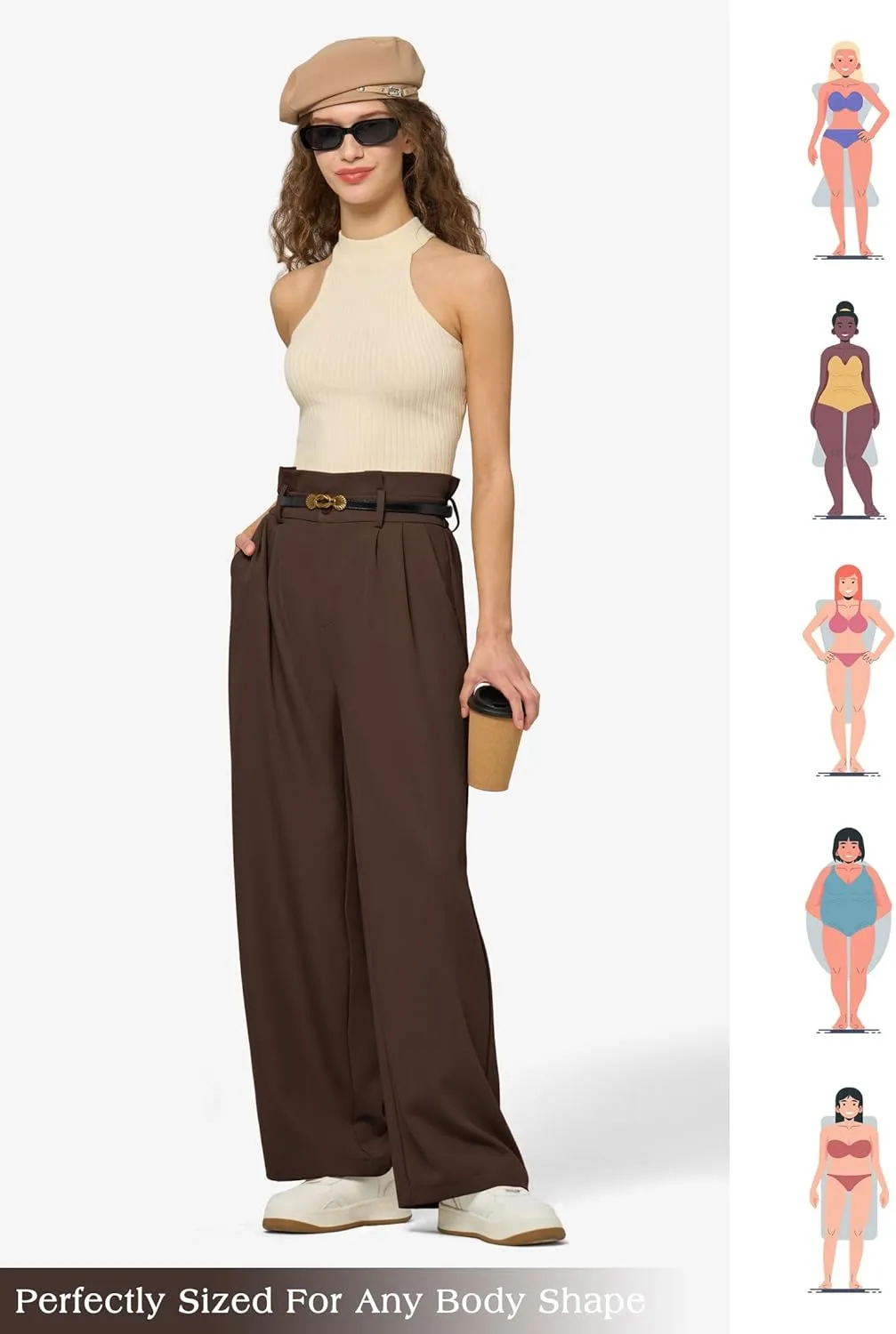 Willit Women's Wide Leg Pants Belted High Waisted Work Dress Pants Casual Palazzo Long Trousers 28"/30"/32"
