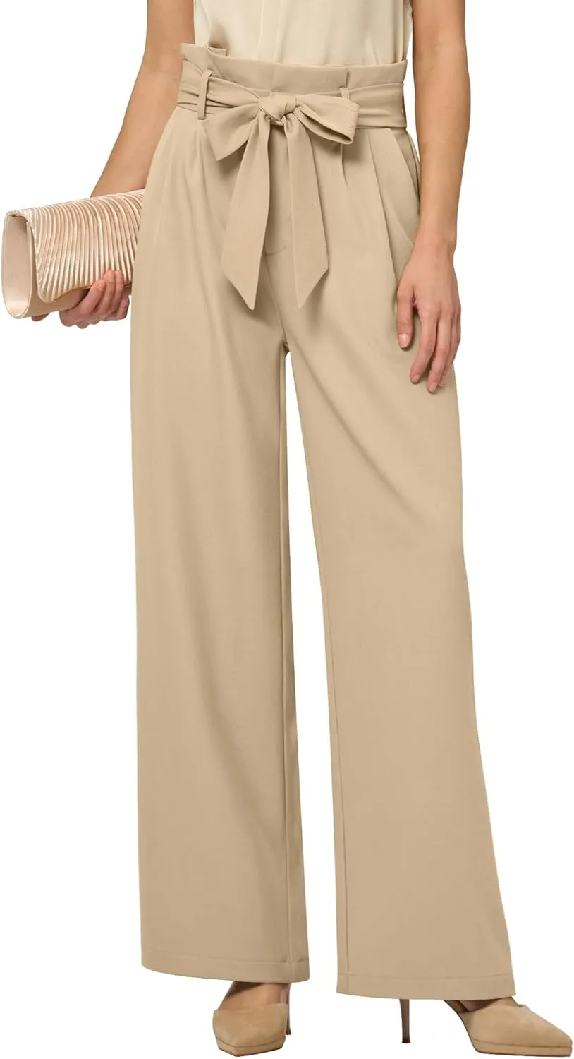 Willit Women's Wide Leg Pants Belted High Waisted Work Dress Pants Casual Palazzo Long Trousers 28"/30"/32"