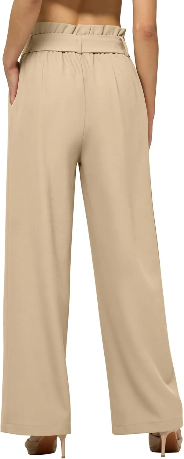 Willit Women's Wide Leg Pants Belted High Waisted Work Dress Pants Casual Palazzo Long Trousers 28"/30"/32"