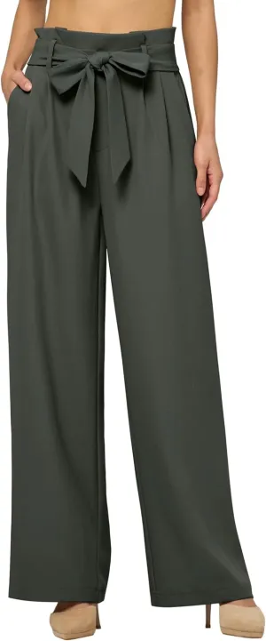 Willit Women's Wide Leg Pants Belted High Waisted Work Dress Pants Casual Palazzo Long Trousers 28"/30"/32"