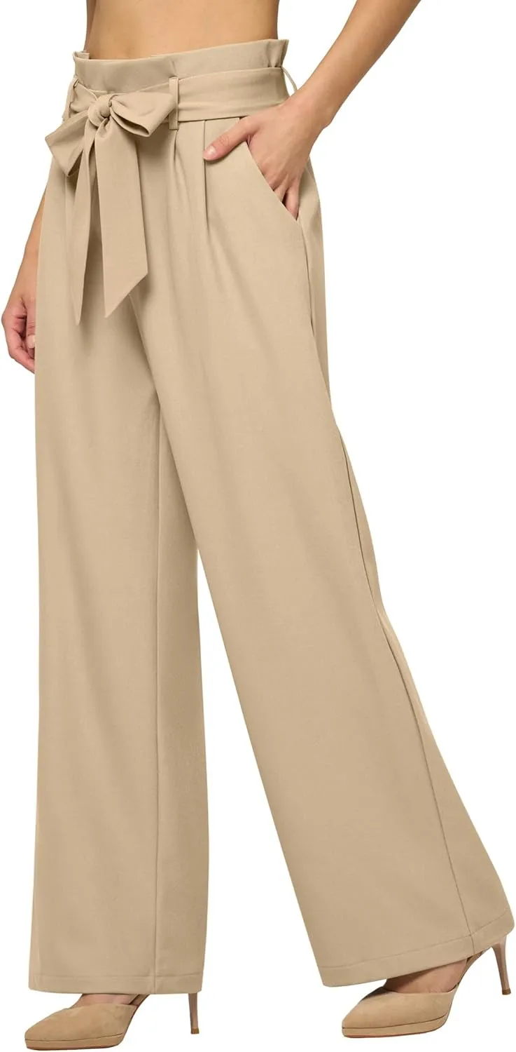 Willit Women's Wide Leg Pants Belted High Waisted Work Dress Pants Casual Palazzo Long Trousers 28"/30"/32"