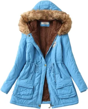 Winter Jackets for Women Warm Faux Lamb Wool Lined Jacket Coat Mid Length Thicken Padded Jacket