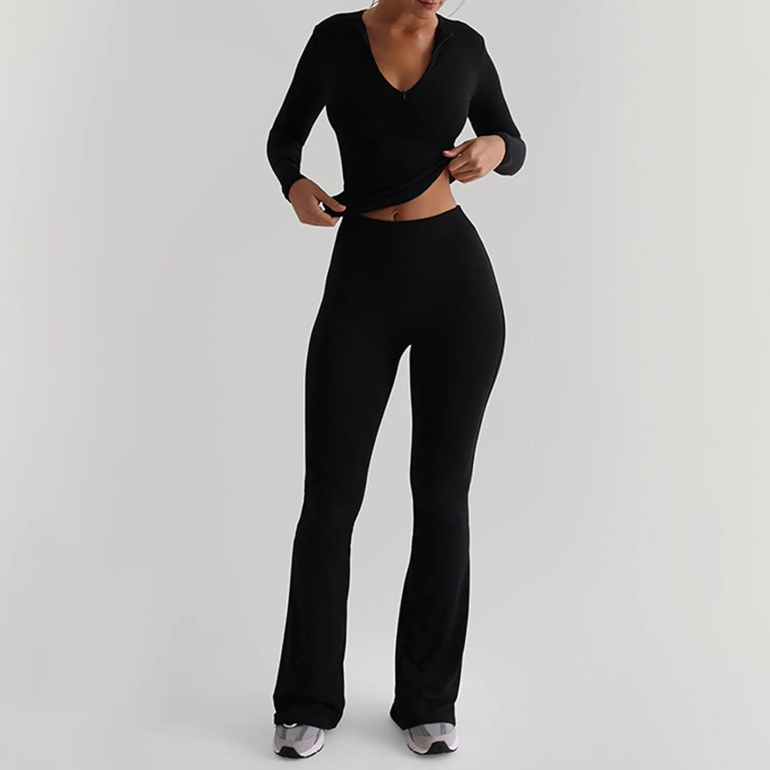 Women Flare Leggings Stretch Slimming High Waist Bell Bottom Pants Yoga Pants Bootcut Trousers Ladies Clothes