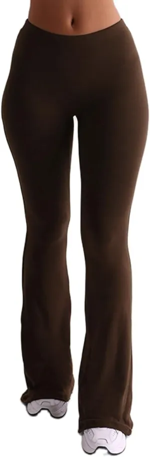 Women Flare Leggings Stretch Slimming High Waist Bell Bottom Pants Yoga Pants Bootcut Trousers Ladies Clothes