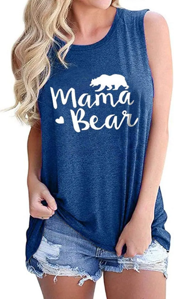 Women Mom Graphic Tank Tops Summer Crew Neck Sleeveless Shirts Vacation Loose Tank Cami Tops
