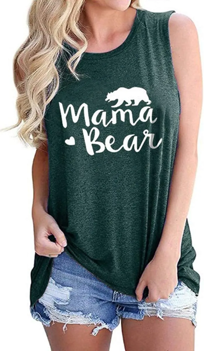 Women Mom Graphic Tank Tops Summer Crew Neck Sleeveless Shirts Vacation Loose Tank Cami Tops