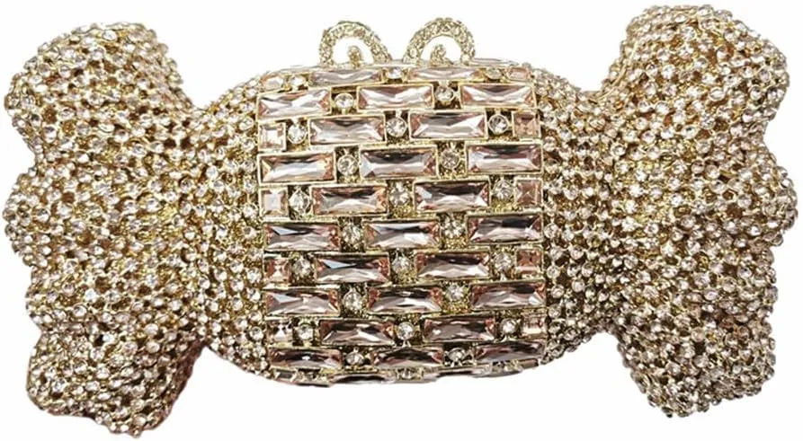Women Sparkly Candy Shape Rhinetone Clutch Sweet Diamond Evening Bag Crystal Party Purse Handbag for Cocktail Prom