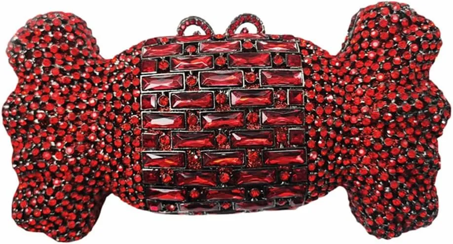 Women Sparkly Candy Shape Rhinetone Clutch Sweet Diamond Evening Bag Crystal Party Purse Handbag for Cocktail Prom