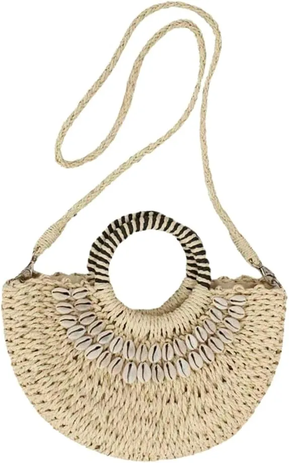 Women Straw Bag Handwoven Summer Beach Handbag Handmade Tote Bag Casual Top Handle Clutch Bag Rattan Bags 2025