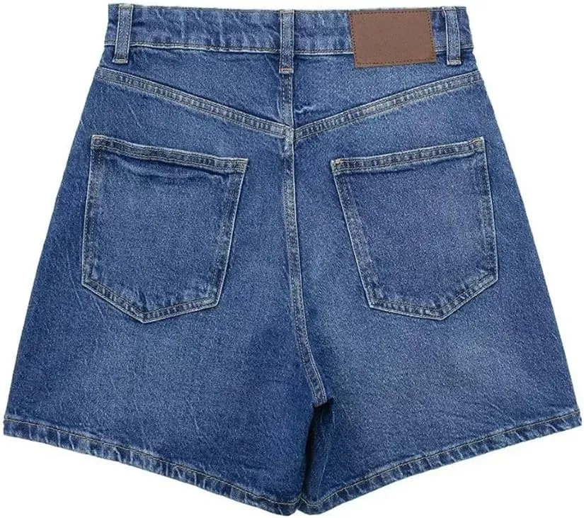 Women Summer High Waisted Denim Shorts Female Short Streetwear Wide Leg Jean Shorts