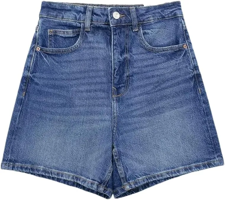 Women Summer High Waisted Denim Shorts Female Short Streetwear Wide Leg Jean Shorts