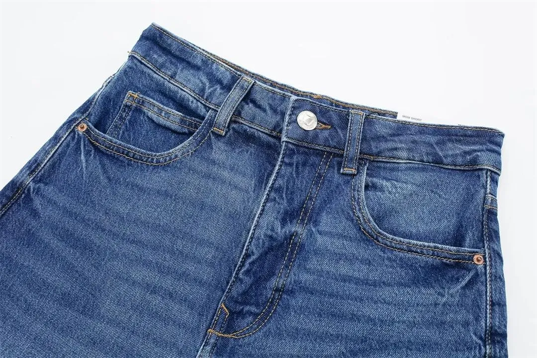 Women Summer High Waisted Denim Shorts Female Short Streetwear Wide Leg Jean Shorts