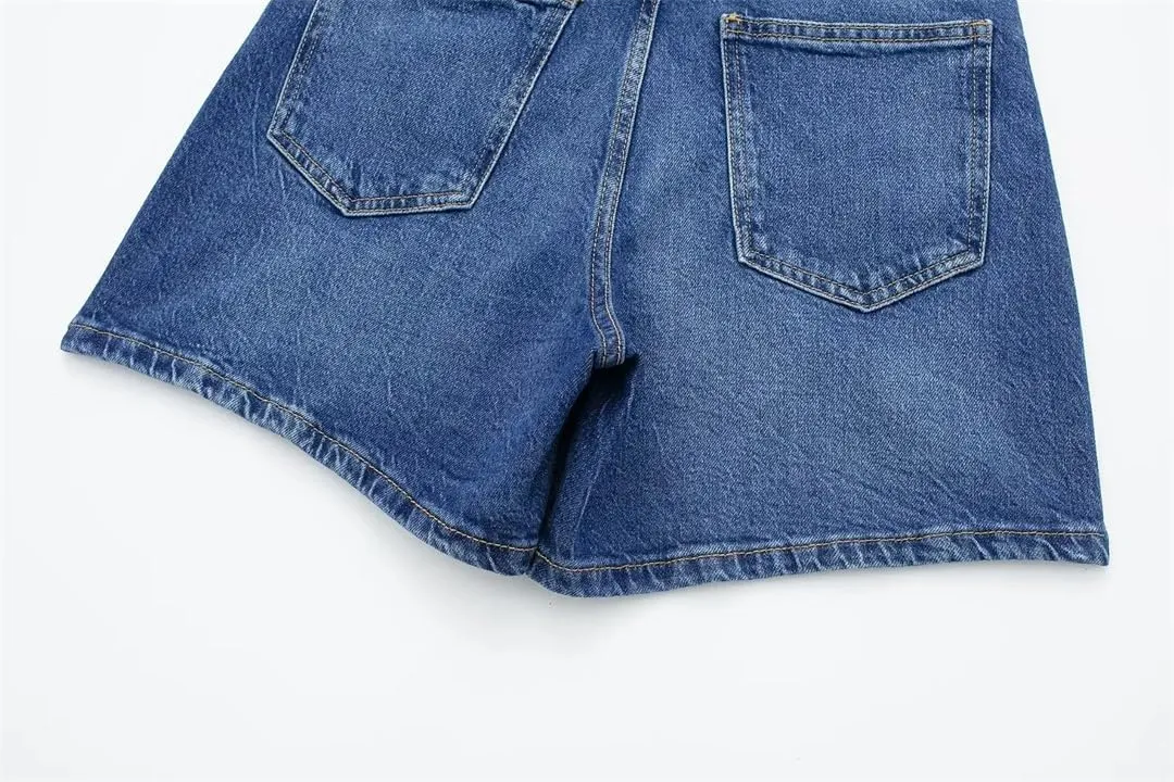 Women Summer High Waisted Denim Shorts Female Short Streetwear Wide Leg Jean Shorts