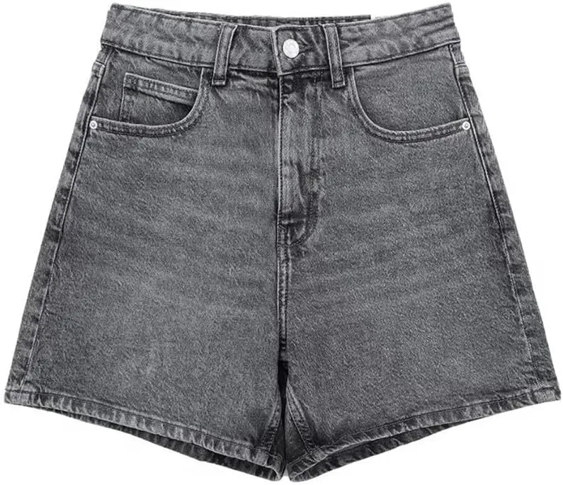 Women Summer High Waisted Denim Shorts Female Short Streetwear Wide Leg Jean Shorts