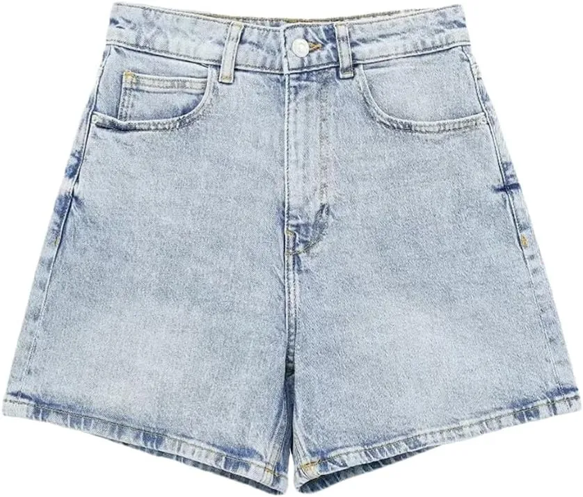 Women Summer High Waisted Denim Shorts Female Short Streetwear Wide Leg Jean Shorts