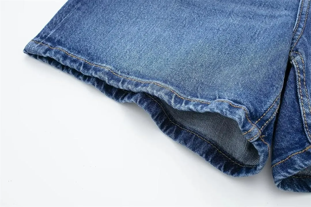 Women Summer High Waisted Denim Shorts Female Short Streetwear Wide Leg Jean Shorts