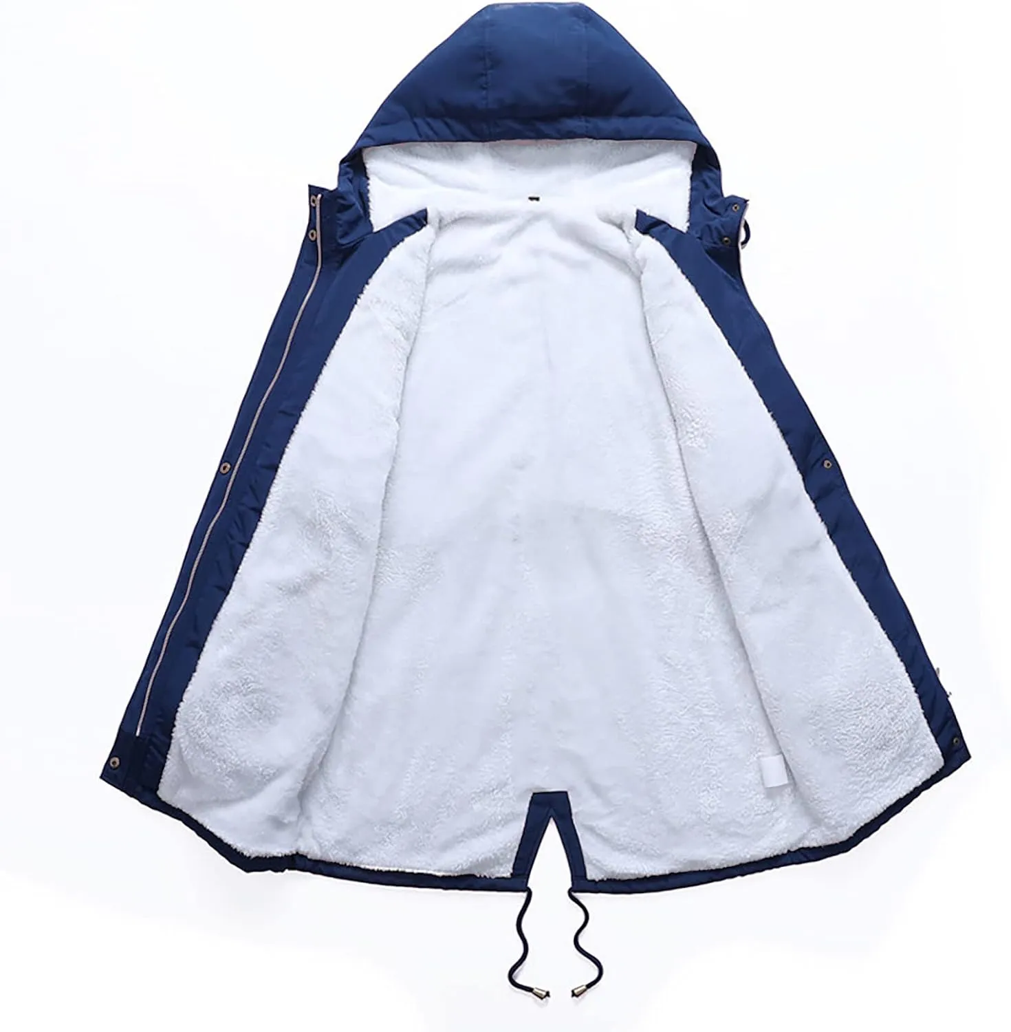 Women Winter Thickened Plush Coat Fleece Lined Hooded Jacket Solid Puffer Cotton Padded Coats Warm Outerwear
