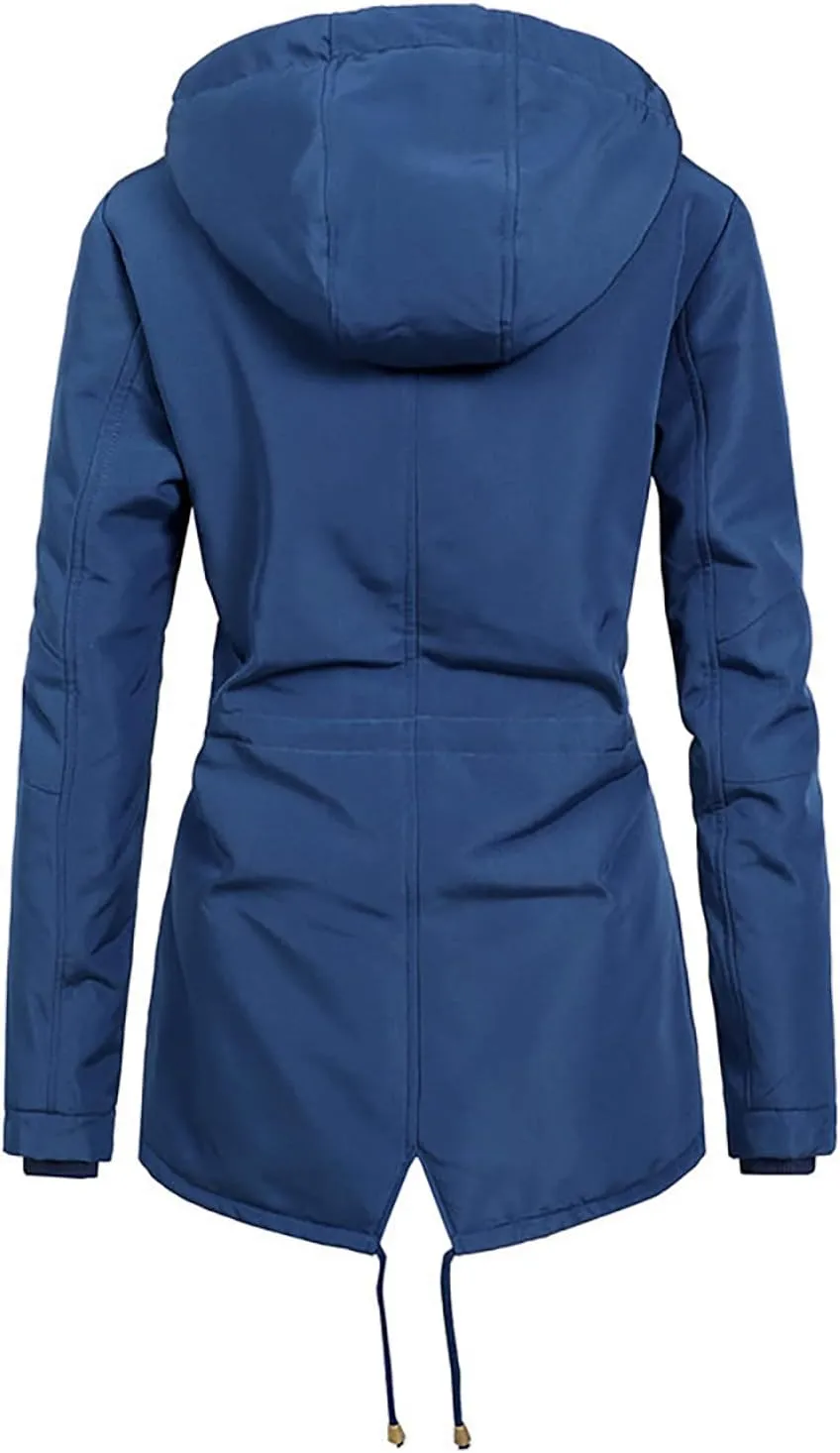 Women Winter Thickened Plush Coat Fleece Lined Hooded Jacket Solid Puffer Cotton Padded Coats Warm Outerwear