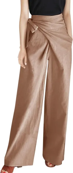 Women's 2023 Design Lace Up High Waist Trouser Street Fashion Popular Straight Wide Leg Comfy Pant Versatile Pant