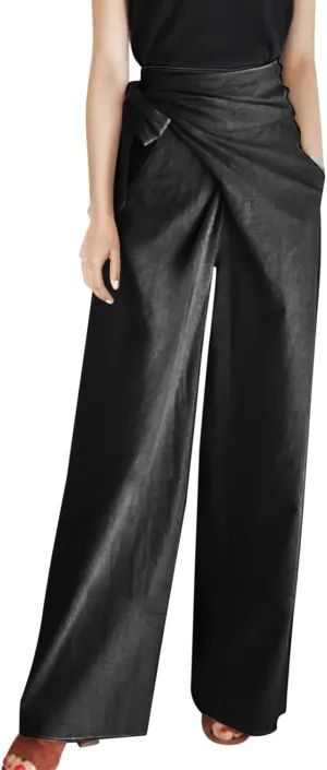 Women's 2023 Design Lace Up High Waist Trouser Street Fashion Popular Straight Wide Leg Comfy Pant Versatile Pant