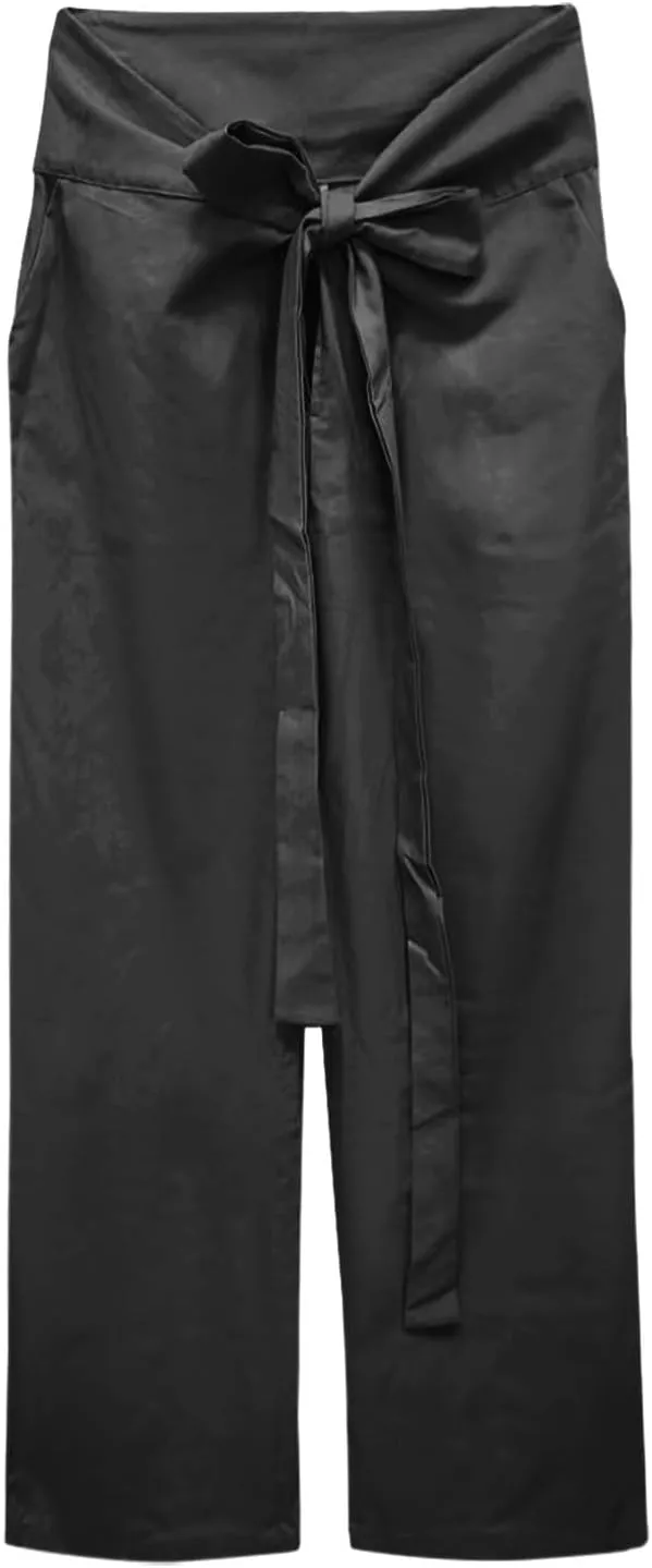 Women's 2023 Design Lace Up High Waist Trouser Street Fashion Popular Straight Wide Leg Comfy Pant Versatile Pant