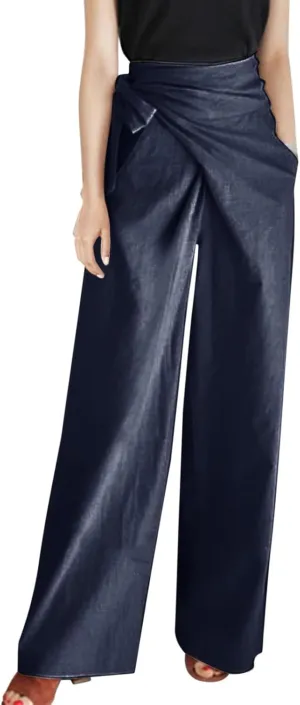 Women's 2023 Design Lace Up High Waist Trouser Street Fashion Popular Straight Wide Leg Comfy Pant Versatile Pant