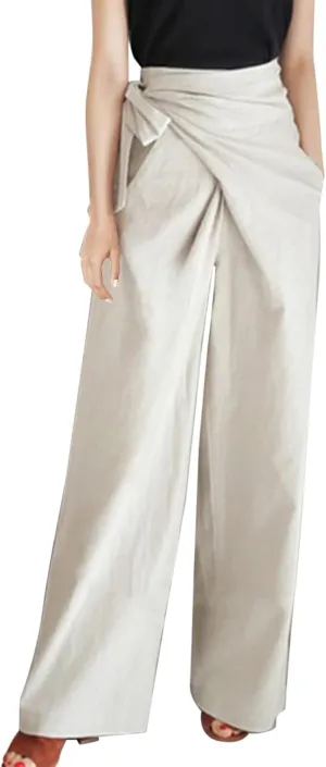 Women's 2023 Design Lace Up High Waist Trouser Street Fashion Popular Straight Wide Leg Comfy Pant Versatile Pant