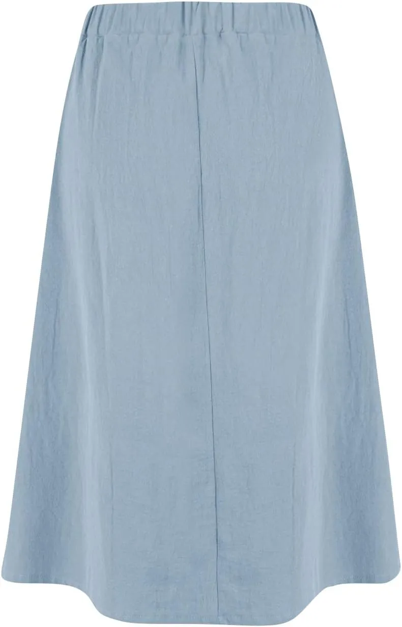 Womens A Line Midi Skirt Vintage Front Button Swing Skirt Summer Casual High Waisted Pleated Midi Skirt with Pockets