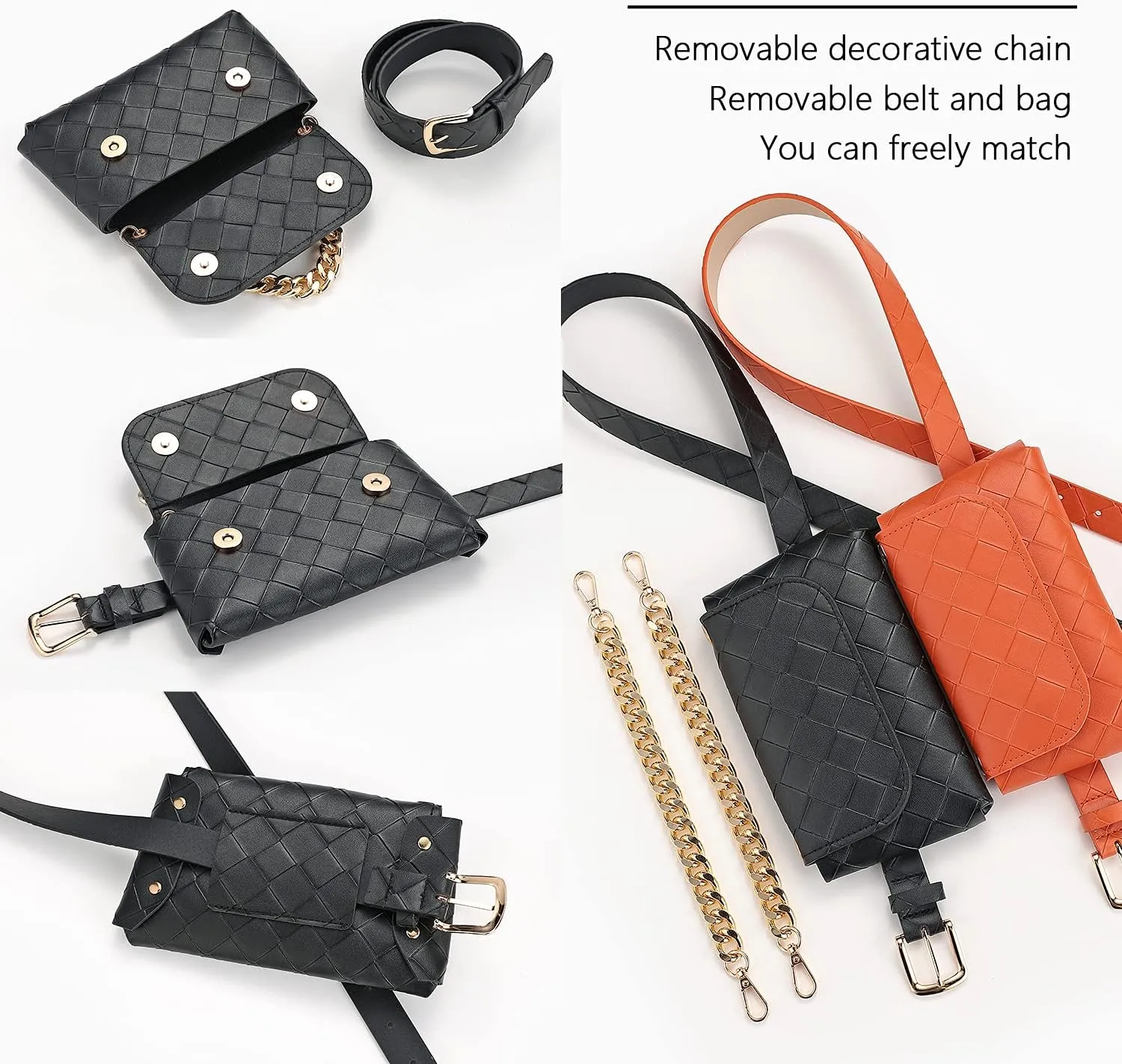 Women's belt bag, four seasons general fashion casual belt belt bag, compact, convenient and versatile (black)