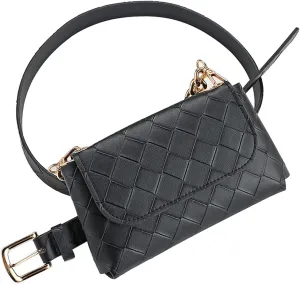 Women's belt bag, four seasons general fashion casual belt belt bag, compact, convenient and versatile (black)