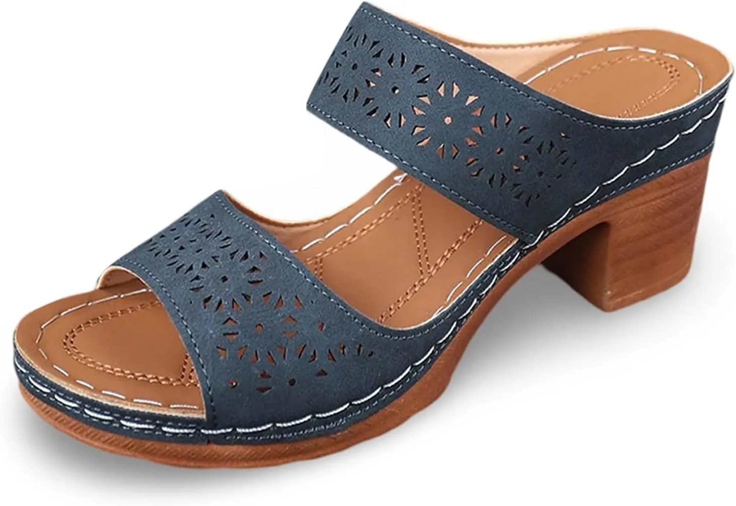 Womens Comfortable Open Toe Crisscross Straps Slip on Wedge Sandals Orthopedic Dressy Comfort Slides Women