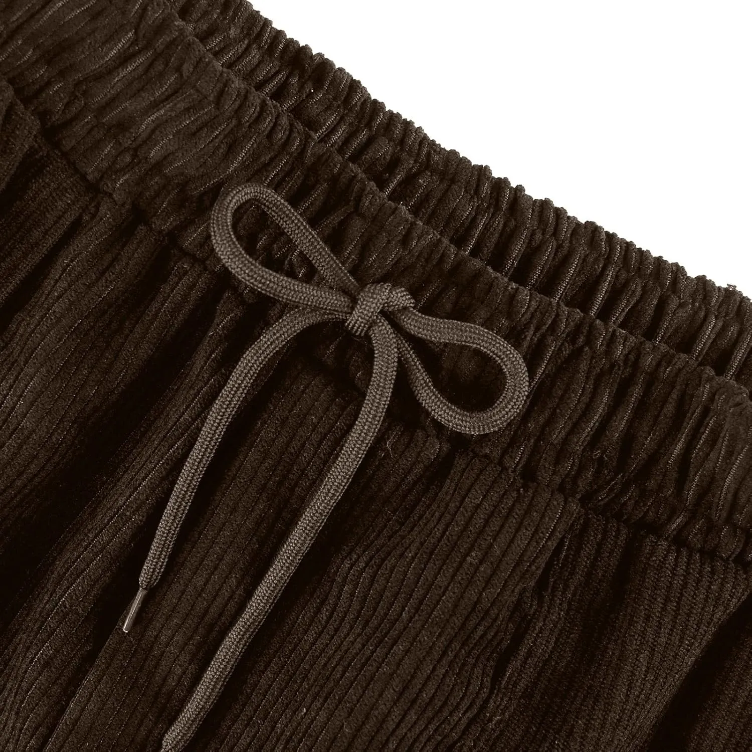 Womens Corduroy Pants Elastic High Waist Straight Leg Pants Casual Comfy Lightweight Cotton Baggy Trousers w/Pockets